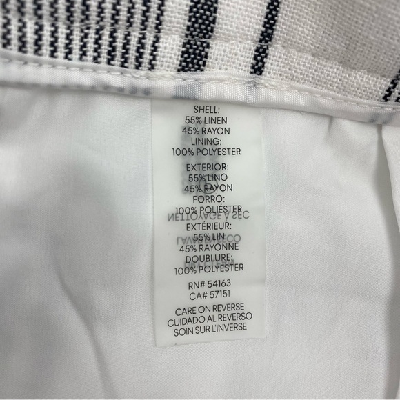 Calvin Klein Size 8 White Black Striped Cropped Linen Pants Pockets 20" Inseam - Picture 12 of 13